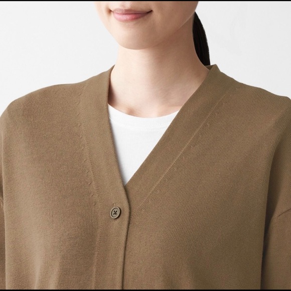 MUJI - Women’s Cotton Rayon Wide Cardigan - Brown - Picture 6 of 11
